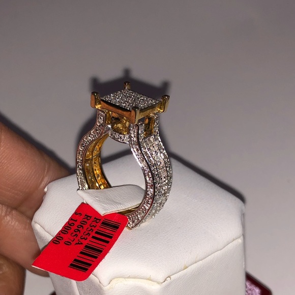 10k gold vermeil REAL Diamond stunning exclusive custom diamond ring not CZ wow! - Picture 7 of 9